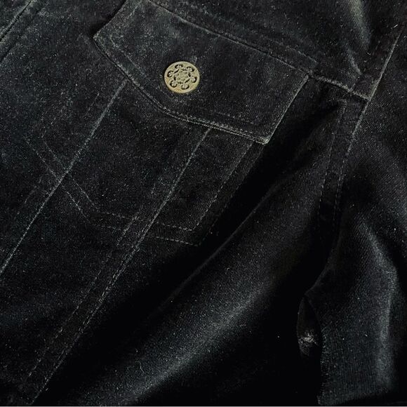 Coldwater Creek Black Velvet Feel Cotton Spandex Full Zip Jacket Size PM - Picture 8 of 10
